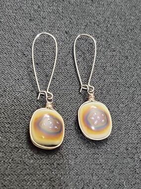 Vtg. Selenite Crystals Dangle Earrings